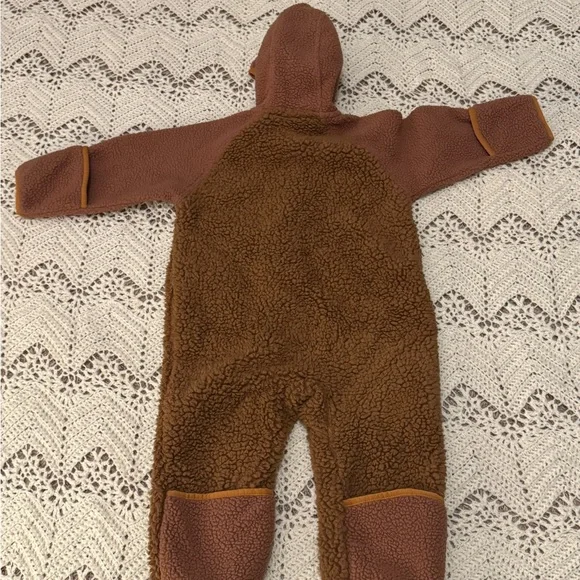 Columbia Brown Bear Fleece Kids Outerwear One Piece Fold Over Hands & Feet 12-18 - Picture 8 of 8